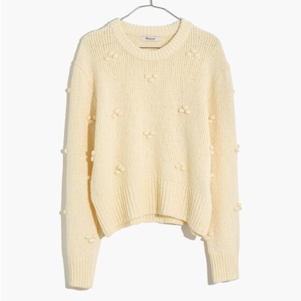 MADEWELL Dotted Bobble Antique Cream Cottage Core Pullover Sweater | size Small - Picture 11 of 11